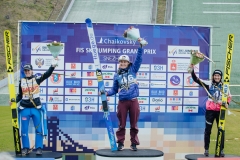 Podium konkursu, od lewej: Ursa Bogataj, Irina Avvakumova, Silje Opseth (fot. Alexey Kabelitskiy)