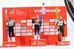 Podium konkursu, od lewej: Lanisek, Granerud, Johansson (fot. Julia Piątkowska)